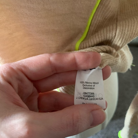 J.Crew 100% Merino wool camel & neon sweater - Picture 6 of 7